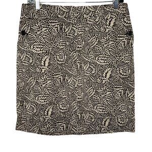 Ann Taylor Skirt Women’s Size 6 Brown Tan Leaf Print Pencil Mini Work